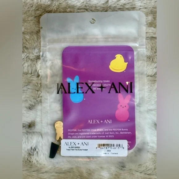 *NWT* Alex and Ani Peeps Pink Crystal Bunny Pendant Necklace